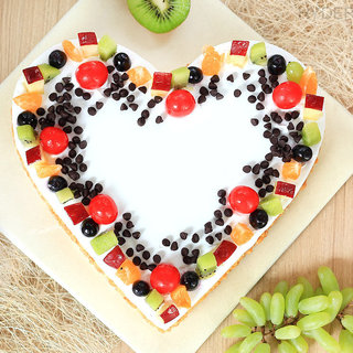 Top View of Heart Shaped Fruit Cake