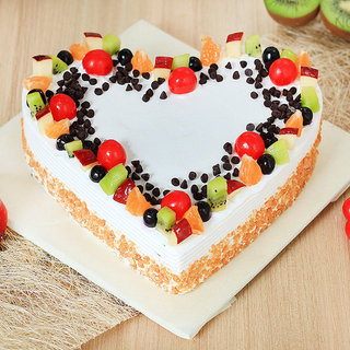 The Fruitalicious Pamper - Heart Shaped Fruit Cake in Noida