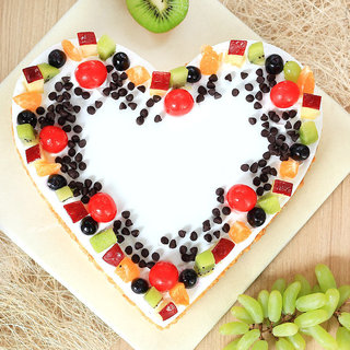Top View of The Fruitalicious Pamper - Heart Shaped Fruit Cake in Noida