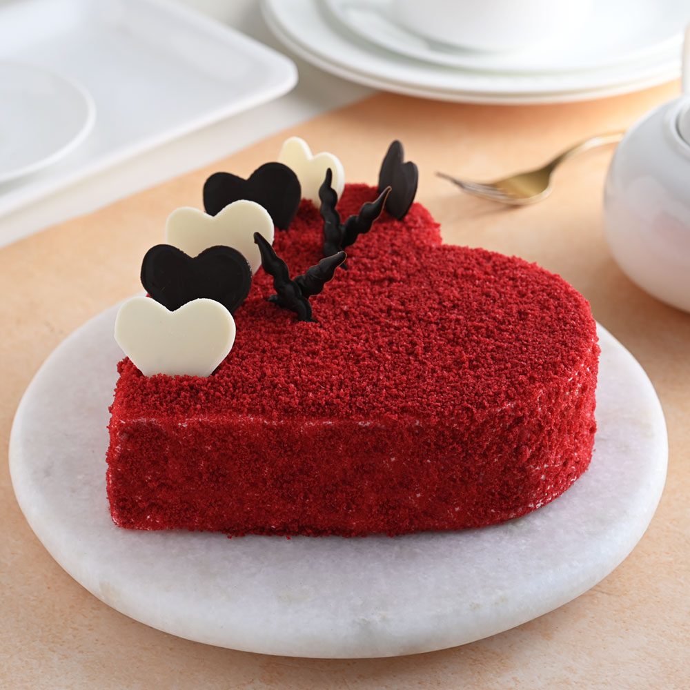 Buy Heart Shaped Red Velvet Cake With Chocolate Hearts-Be Mine Forever
