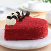 Heart Shaped Red Velvet Cake with ingredients