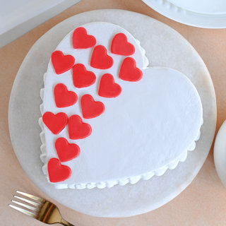 Top View of Heart Shaped Vanilla Cake