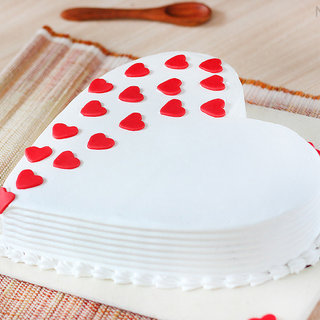 Side View of Vanilla Inspiration - Heart Shaped Vanilla Cake in Noida