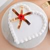 Top View of Floral Fun - A Heart Shaped Vanilla Cake