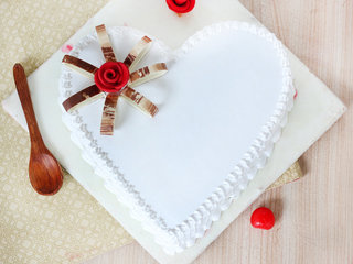 Top View of Floral Fun - A Heart Shaped Vanilla Cake