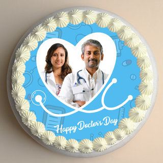 Top View of Doctors Day Theme Cake