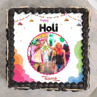 Top View of Photo Cake for Holi