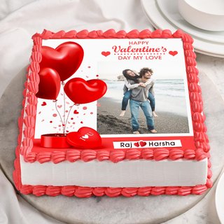 Square Shaped Photo Cake For Valentines Day