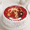 Memorable Red Merry Christmas Photo Cake