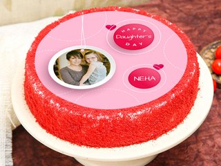 Personalised Daughter's Day Red Velvet photo cake