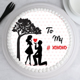 Top View of Propose Day Poster Cake