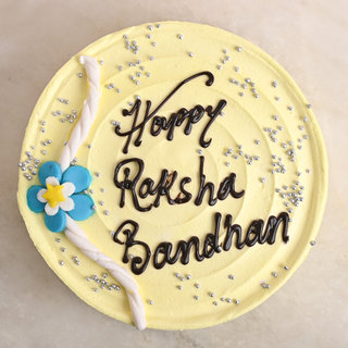 Top View of Happy Raksha Bandhan Theme Cake