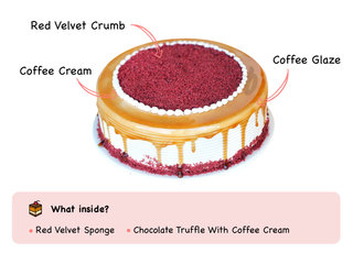Red Velvet Choco Coffee Cake with ingredients