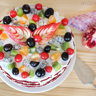 Top View of Red Velvet Fruit Cake