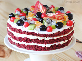 Side View of Red Velvet Fruit Cake