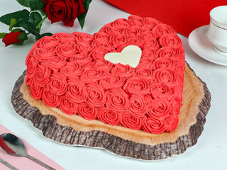 Side View of Red Velvet Heart Cake