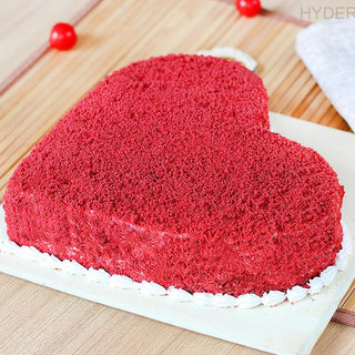 Side View of Red Velvet Heart Cake