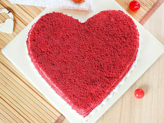 Top View of Red Velvet Heart Cake
