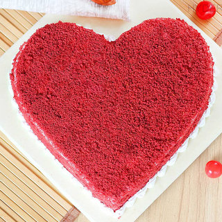 Top View of Red Velvet Heart Cake