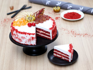 Sliced View of Vegan Red Velvet Cake