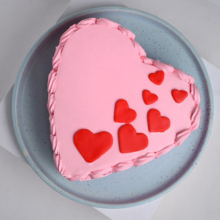 Top View of Heart Shaped Strawberry Cake