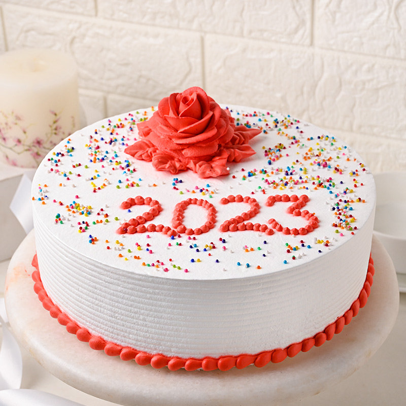 Order New Year Cherry Clock Cake Online, Price Rs.799 | FlowerAura