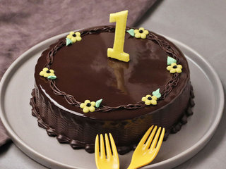 Round Chocolicious First Anniversary Cake