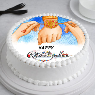 Round Creamy Rakhi Theme Cakes