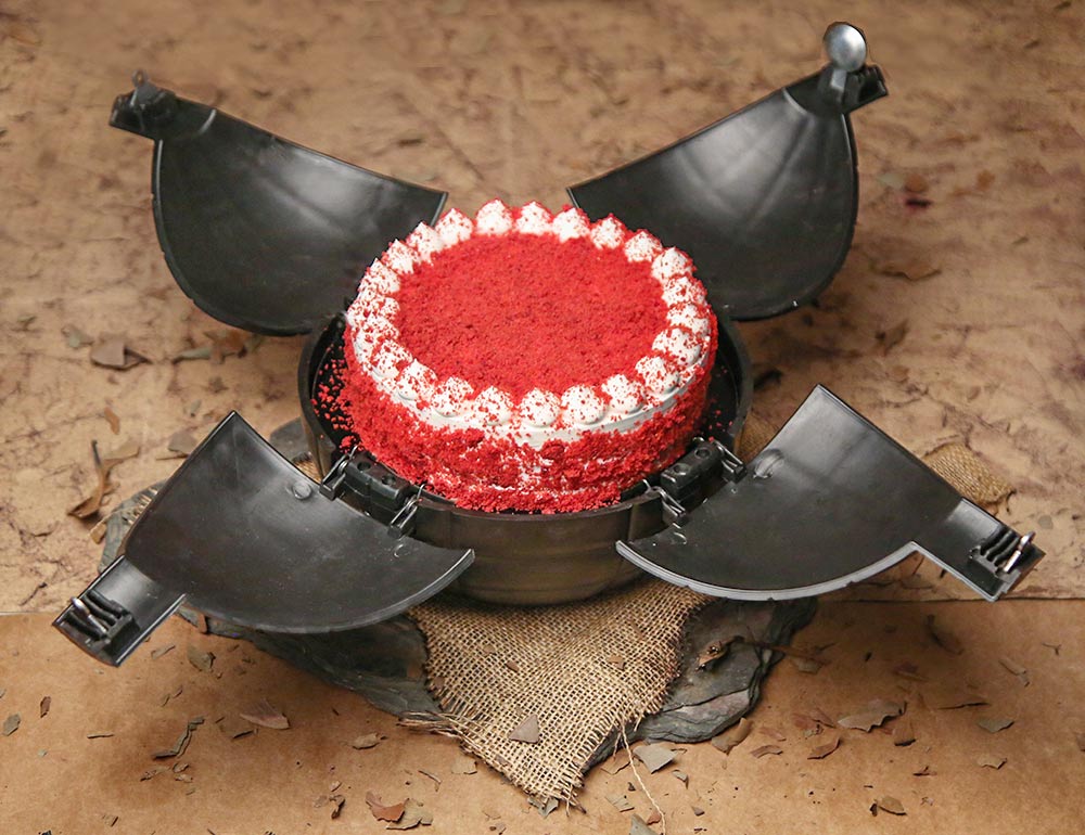 Side view of Red Velvet Bomb Cake