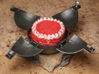 Side view of Red Velvet Bomb Cake