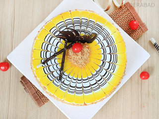 Top View of Spongy Creamy Butterscotch Cake