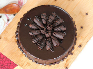 Top View of Chocolate Cake with Swirling Design