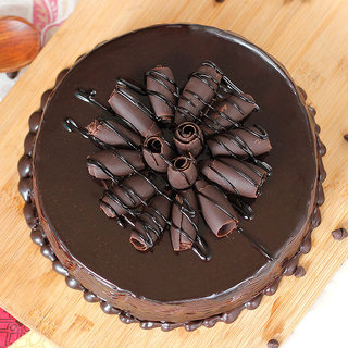 Top View of Chocolate Cake with Swirling Design