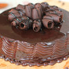 Zoomed View of Chocolate Cake with Swirling Design