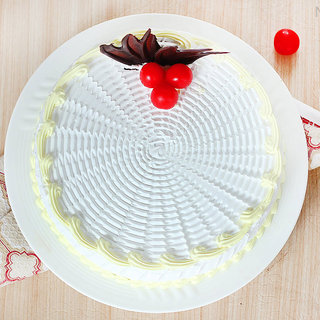 Top View of Creamy Joyous - Round Shaped Vanilla Cake in Noida
