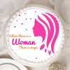 Top Side View of Round Shaped Womens Day Poster Cake