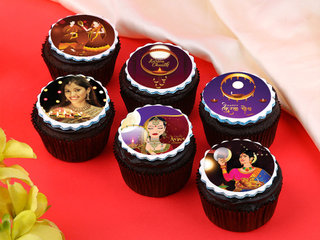 Six Karwa Chauth Photo Cupcakes