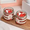 Set Of Two Velvety Valentine Day Jar Cakes:Valentine Day Jar Cake
