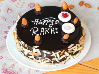 Side View of Chocolate Truffle Rakhi Special Cake
