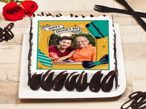 pics Fathers Day Cake Design Square Shape square shaped fathers day photo cake