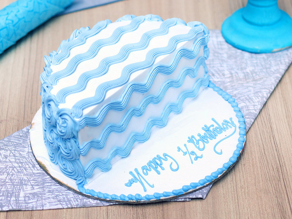 Buy Half Month Celebration Vanilla Cake Blue Creamy Half Cake