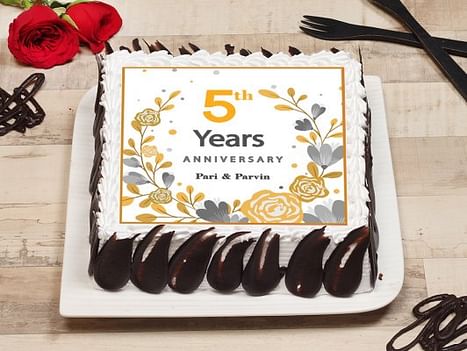 Buy Square Shaped 5th Anniversary Cake-Fifth Anniversary Cake