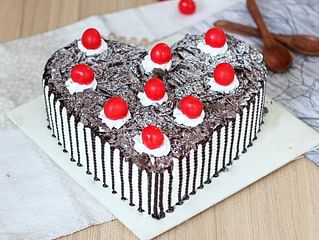 Heart Shaped Black Forest Cake with Cherry Toppings Heart Shaped Black Forest Cake with Cherry Toppings