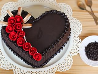Heart Shaped Choco Truffle Cake For An Intern Last Day Heart Shaped Choco Truffle Cake For An Intern Last Day