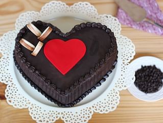 Top View of Double Heart Choco Truffle Cake Top View of Double Heart Choco Truffle Cake