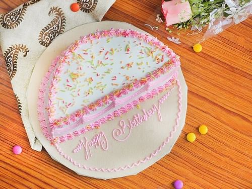 Buy Half Birthday Theme Cream Half Birthday Cake Buy Half Birthday Theme Cream Half Birthday Cake