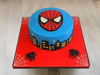 Mask Of Spiderman Cake 3kg Black Forest Gift Spider Themed Birthday Cake 3kg Black Forest Ferns N Petals