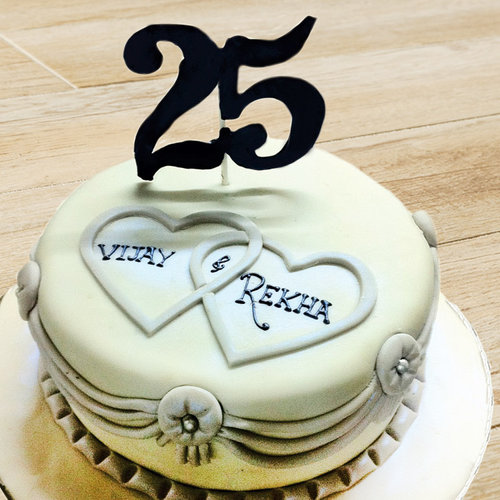 Buy 25 Years Fondant Cake The Silver Affection
