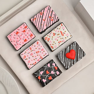 Top View of Six Chocolatey Brownies