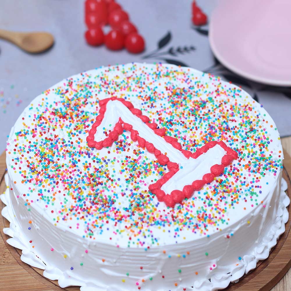 1st month birthday girls cake 1 kg vanilla